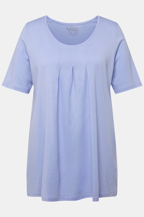 T-Shirt, Zierfalten, A-Linie, Rundhals, Halbarm, Modal