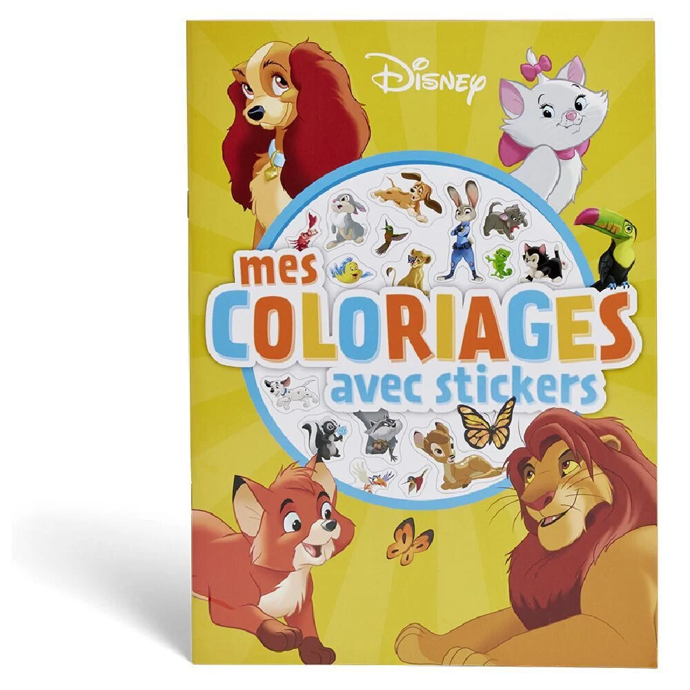 Cahier de coloriage Disney avec stickers - Animaux