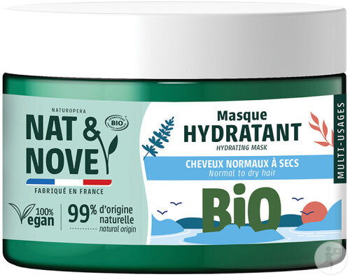 Nat&Nove Bio Masque Hydratant Pour Cheveux Normaux À Secs Pot 300ml