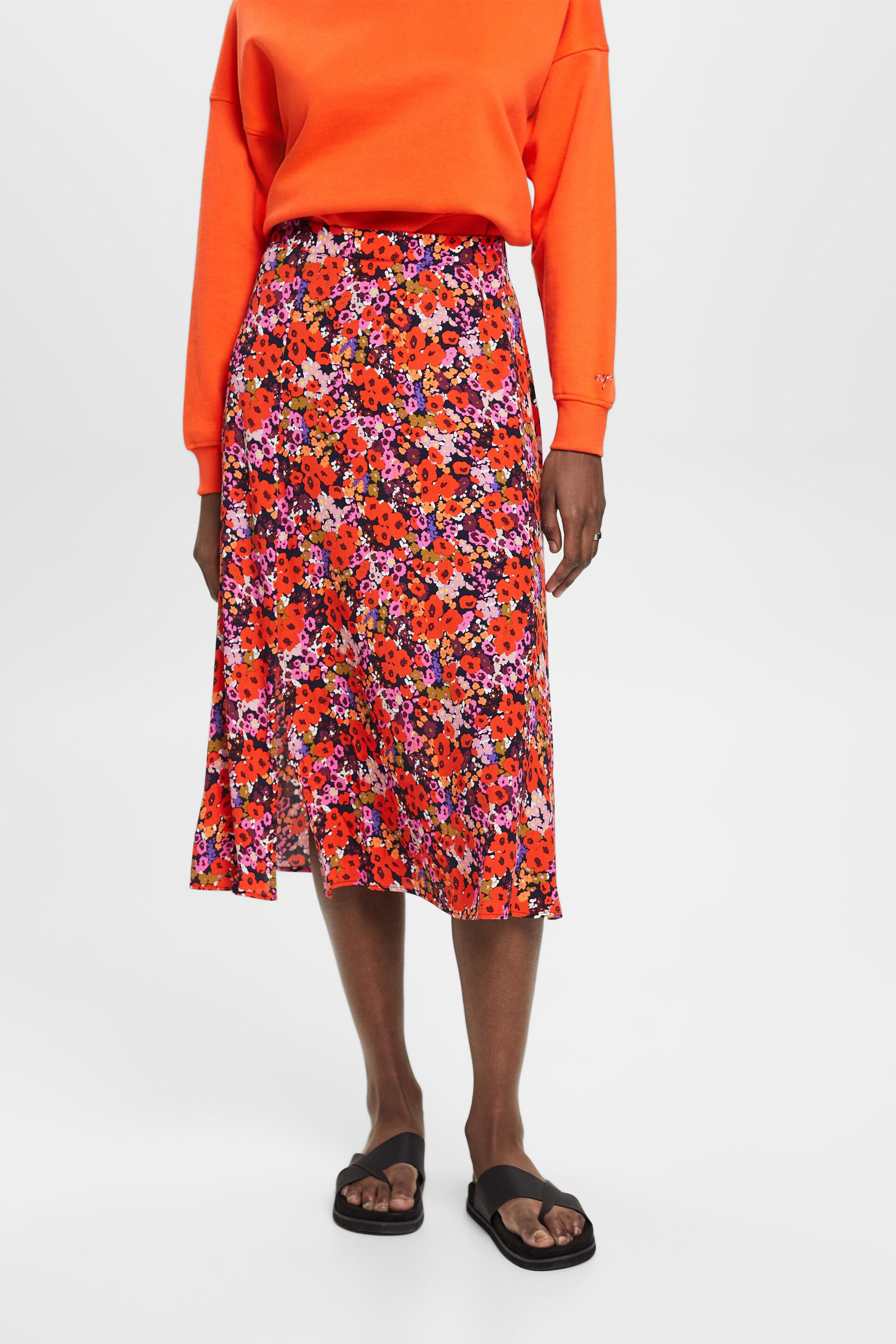 Jupe longueur midi à motif floral all-over