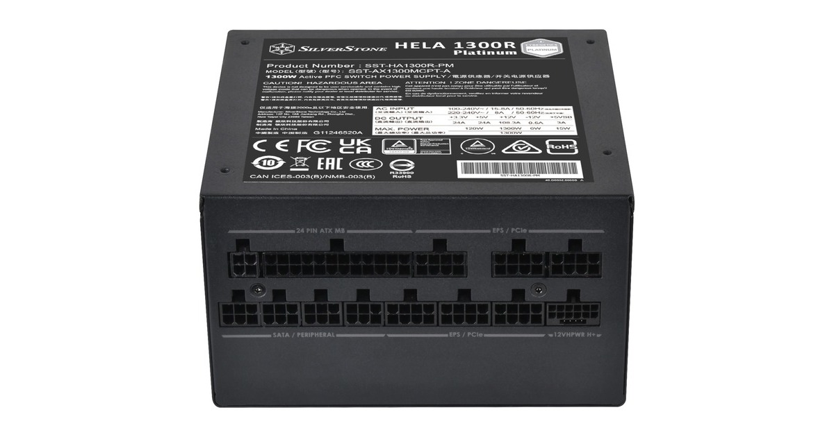 SilverStoneHELA 1300R Platinum, modulaire 1300 watt voeding   (Zwart, 8x PCIe)