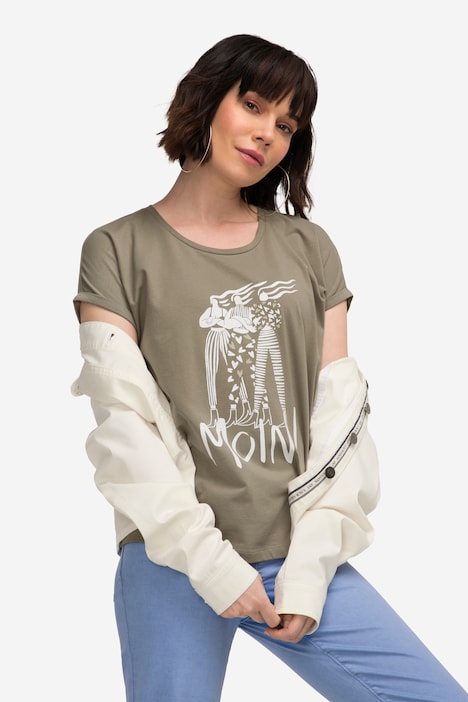 T-Shirt, oversized, Frauen Motiv, Rundhals
