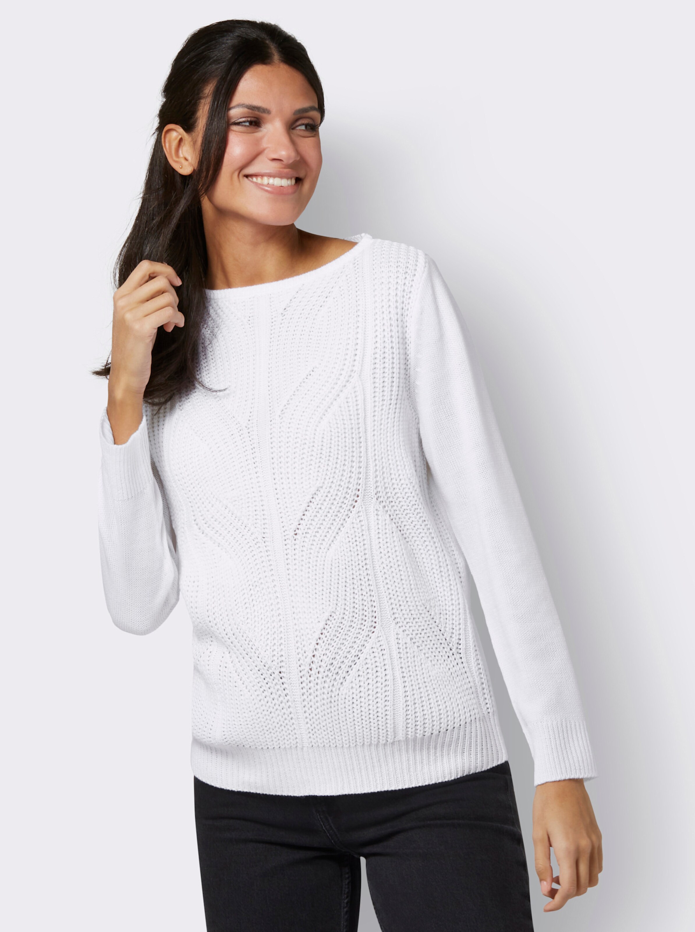 Strickpullover mit Zopfmuster