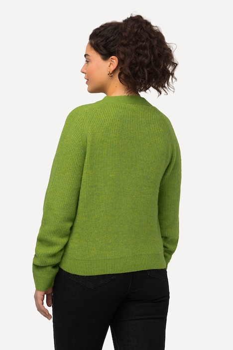Strickjacke, V-Ausschnitt, Knopfleiste, Raglanärmel
