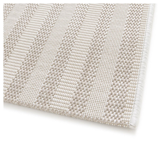 Tapis motif géométrique en matière recyclée - graphic line - beige - 120 x 170 cm