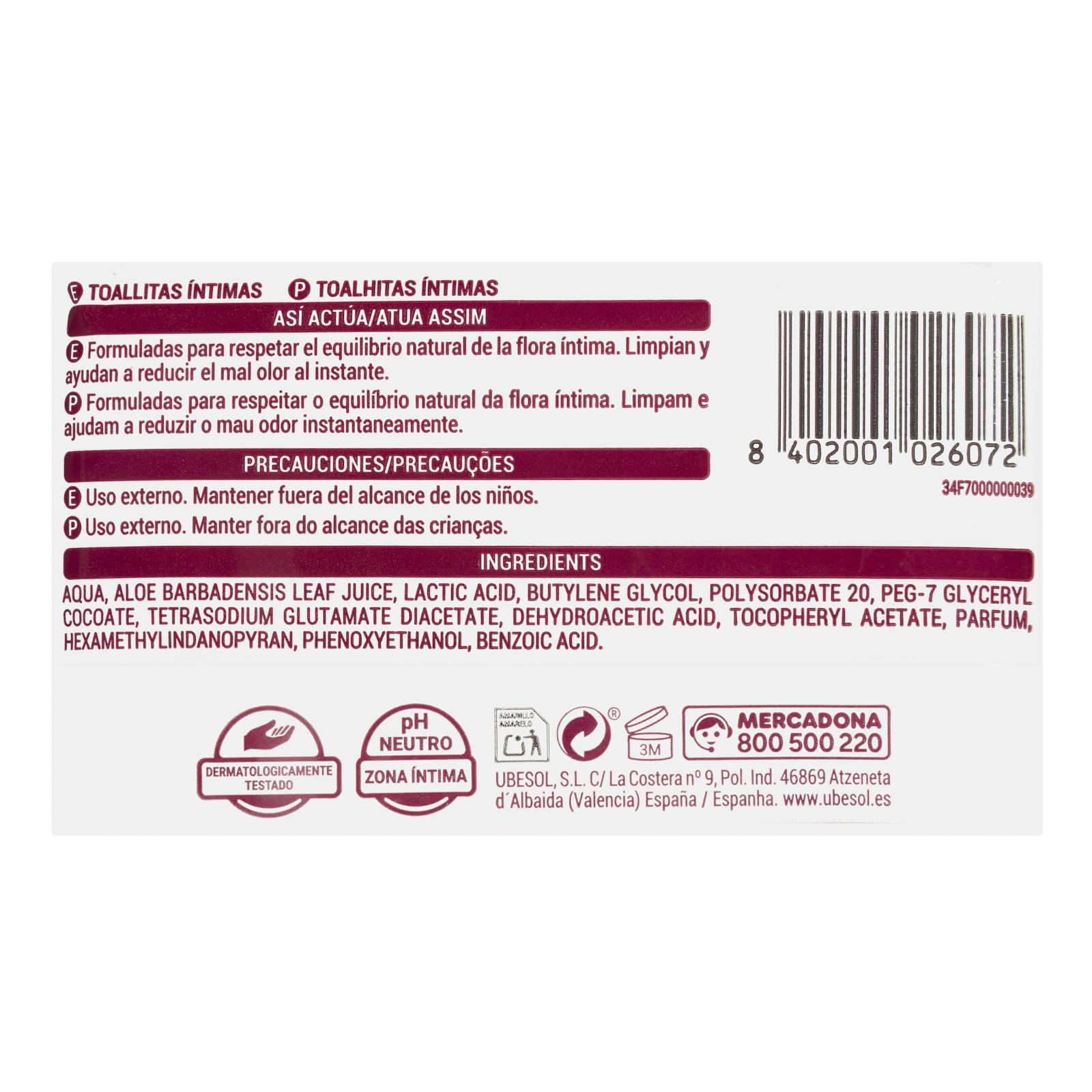 Lingettes intimes Deliplus Daily Care