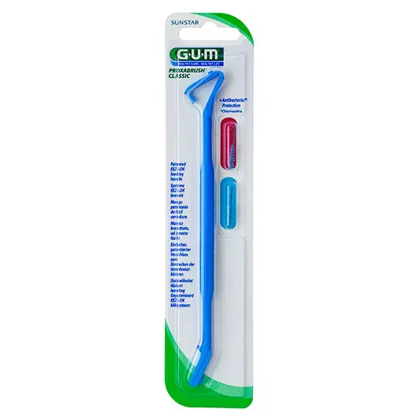 Escova interdental Gum Proxabrush Classic com cabo e suporte + 2 cabeças de escova