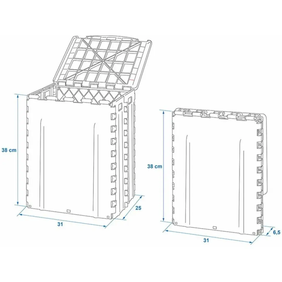 ProPlus Afvalbak met deksel- kunststof - grijs - 25 x 31 x 38 cm