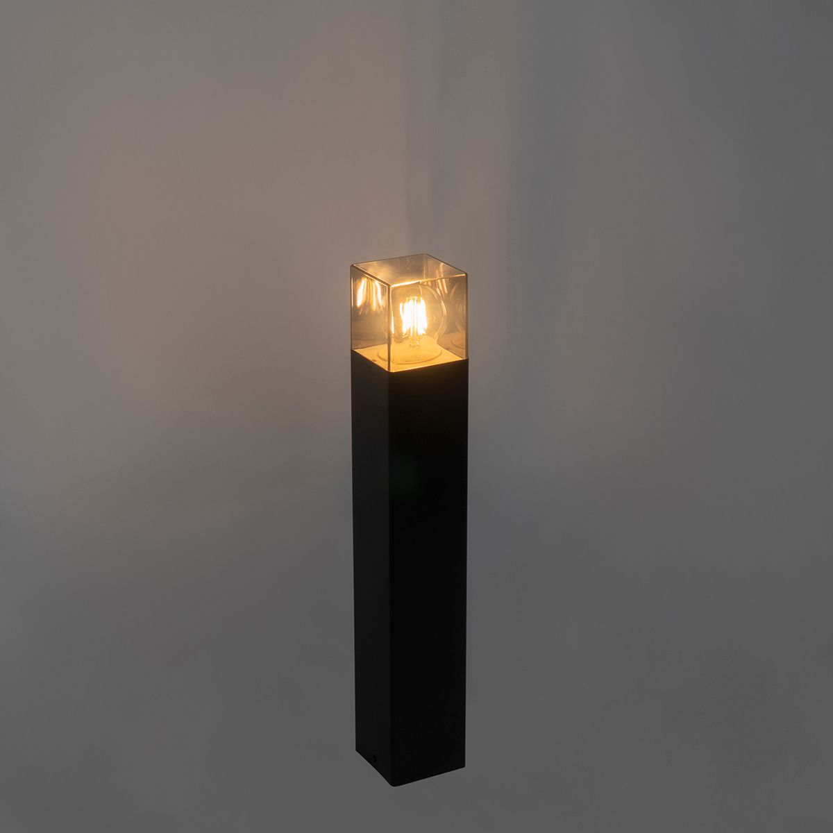 Buitenlamp zwart met smoke glas met grondpin en kabelmof 50cm IP44 - Denmark