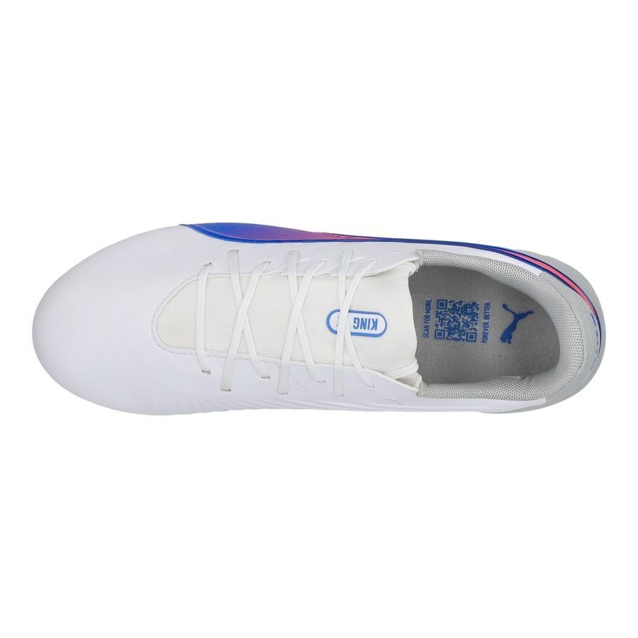 PUMA King Match FG/AG Formula - Blanc/Bleu/Flat Light Gray Enfant