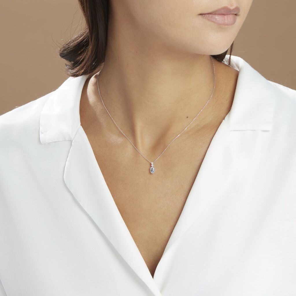 Collier Cyprille Or Blanc Topaze Et Oxyde De Zirconium