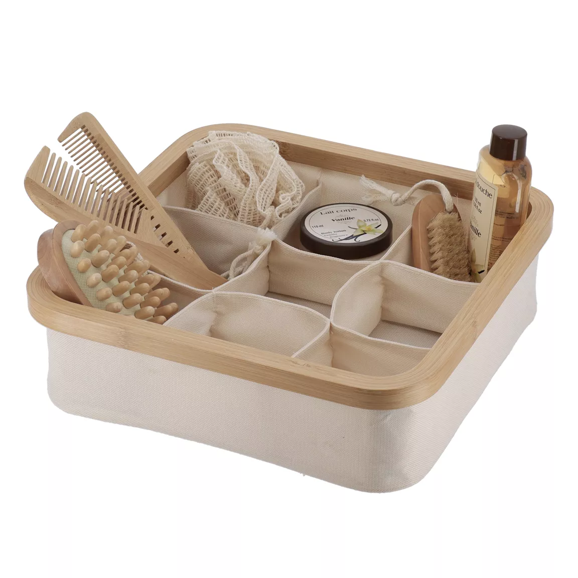 Organisateur carré pliable 9 compartiments (L30 x H10 cm) Purebamboo Ecru