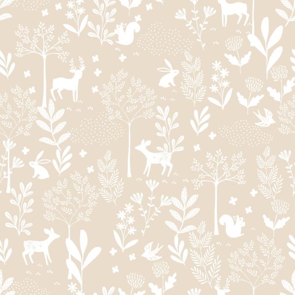 Estahome Bos Met Bosdieren Behang I - 0,53 x 10,05 m - Beige
