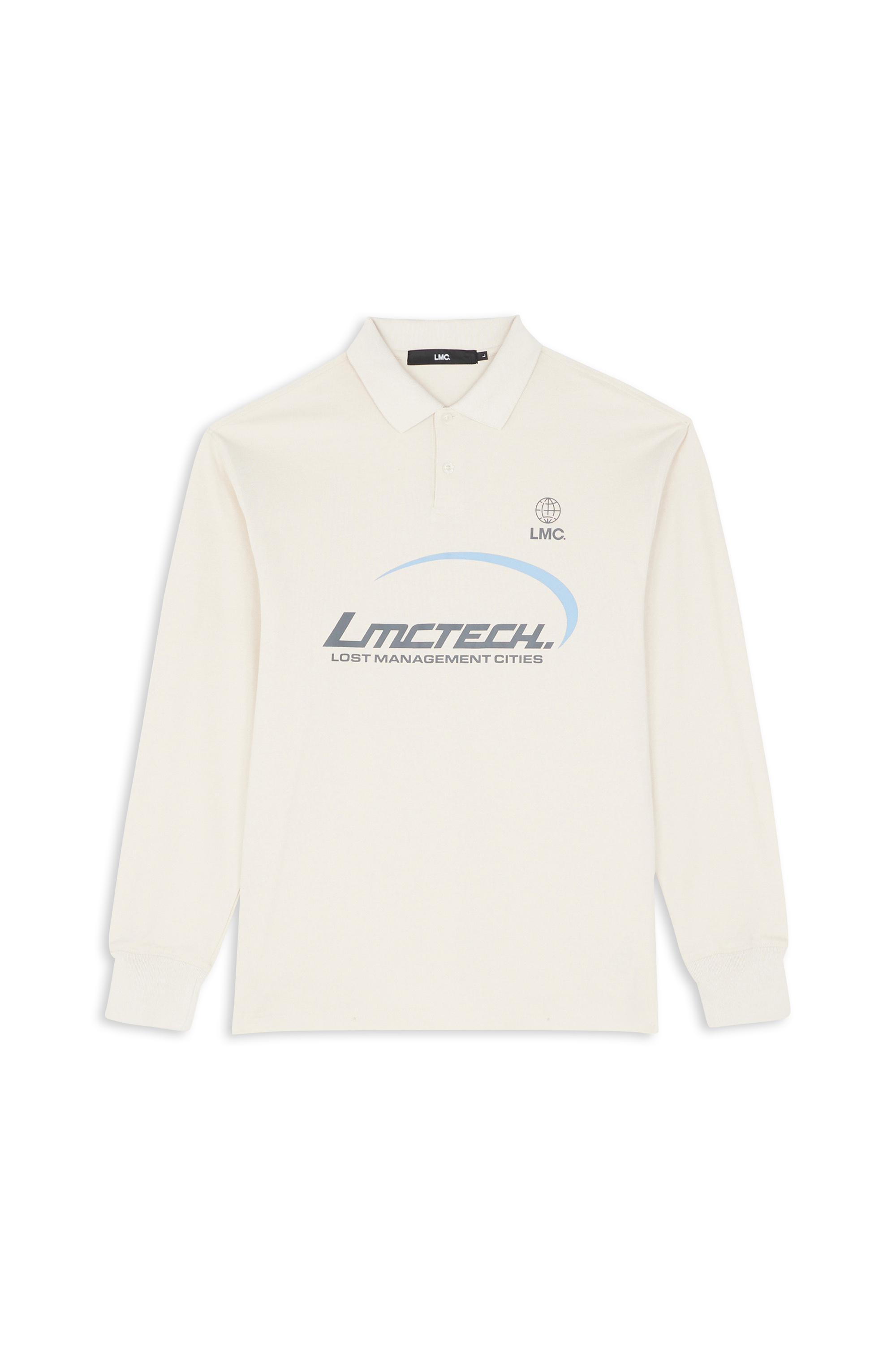 LOST MANAGEMENT CITIES Polo TECH PK COLLAR LONG SLV TEE Beige