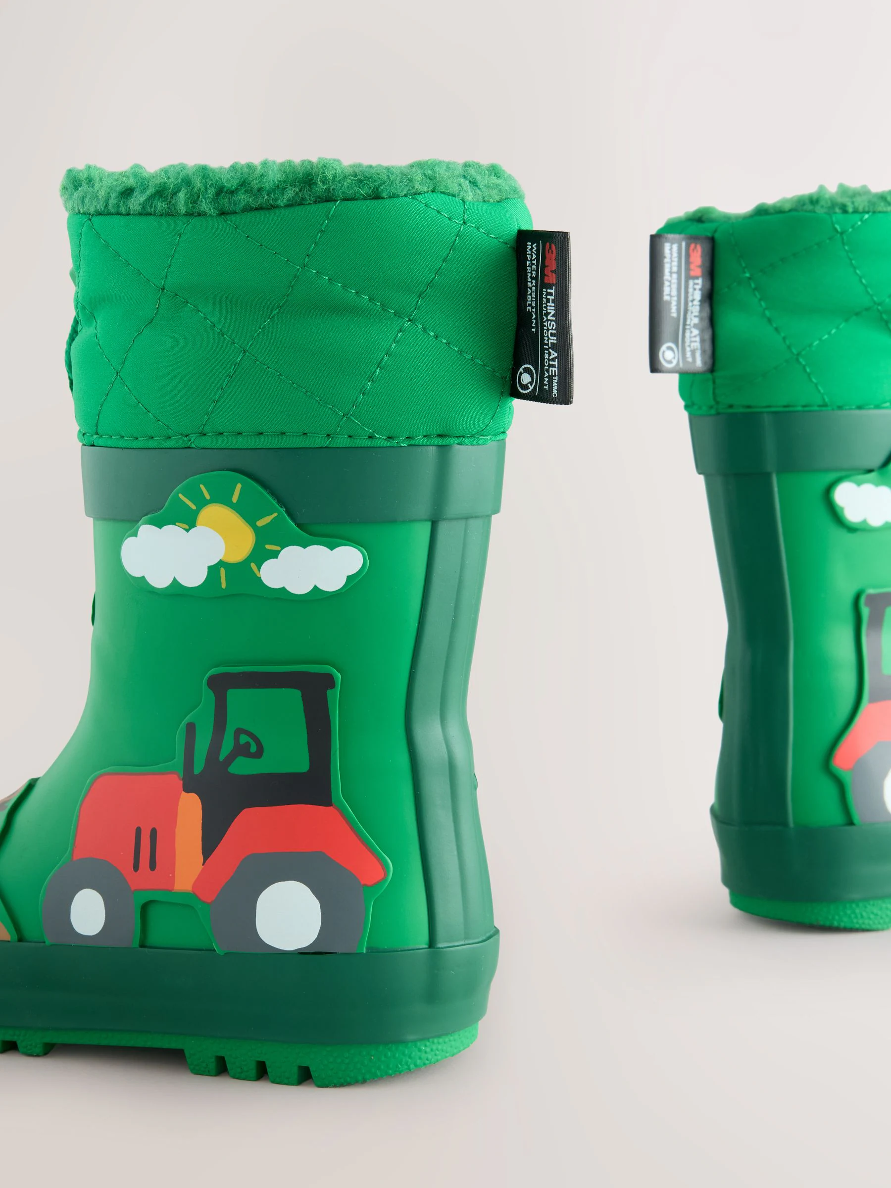Groene boerderijdieren - Thinsulate™ - Gevoerde thermoregenlaarzen met boord