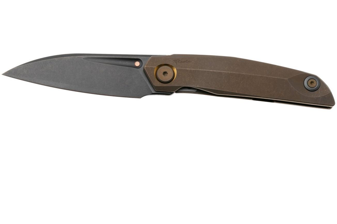 Reate VK-ANUB-TI-DB, Black DLC Elmax, Dark Bronze Titanium zakmes, Vulpex Knives design