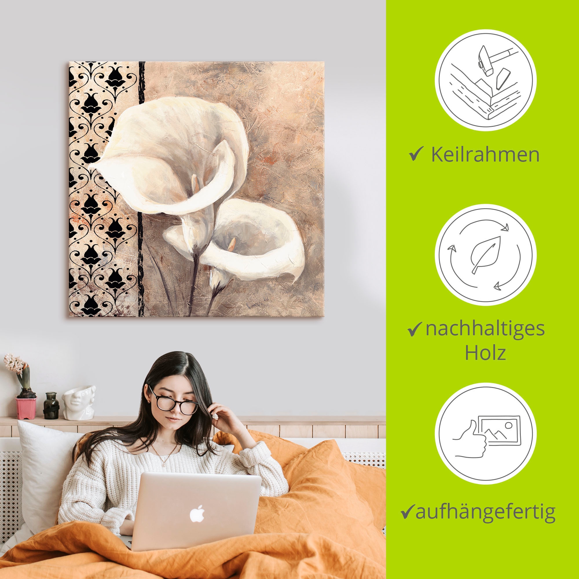 Artland Leinwandbild »Klassische Callas« Blumenbilder 1 Stk. tlg. als Alubild, Outdoorbild, Leinwandbild, Poster in verschied. Grössen
