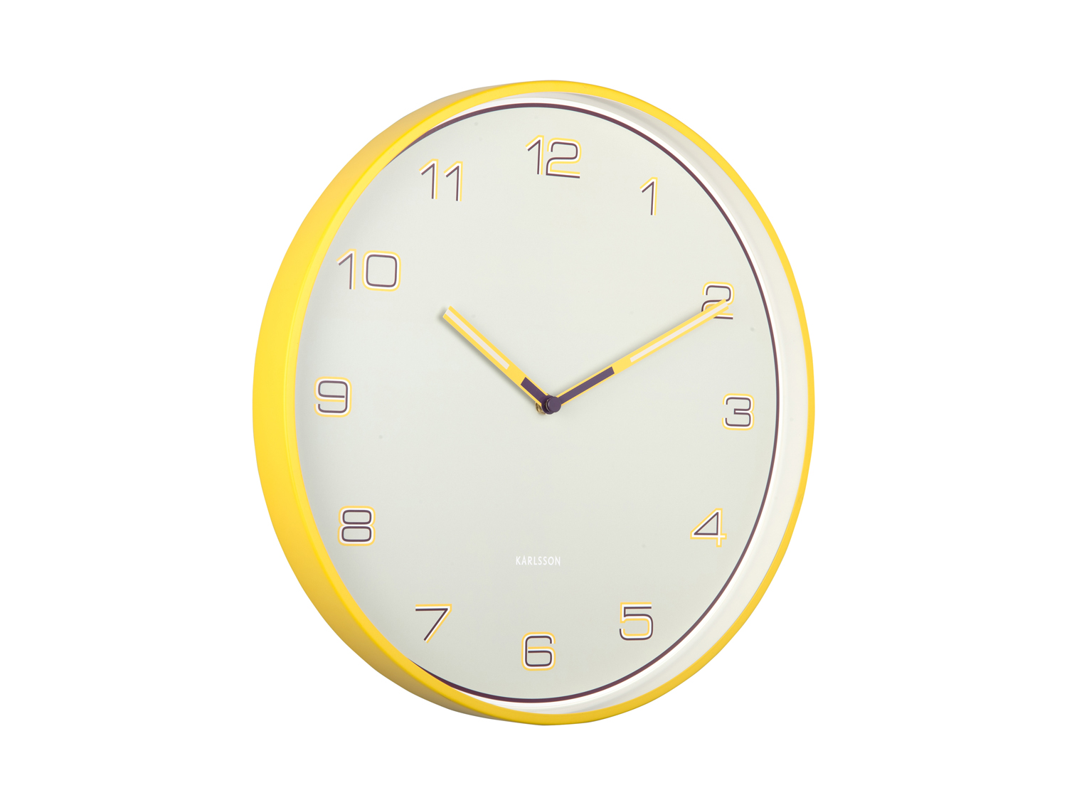 Wall clock Lined Numbers bright yellow