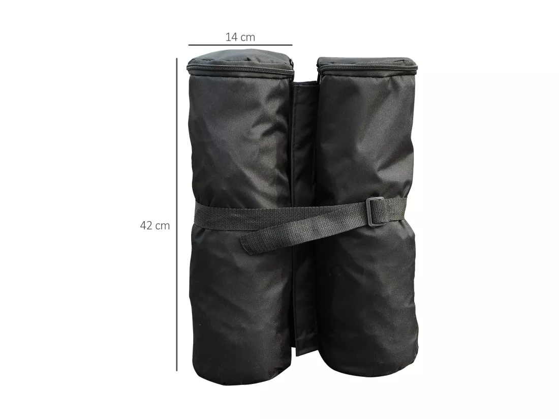 Lot 4 sacs de lestage de fixation pour tonnelle parasol pavillon volume max. 15kg noir