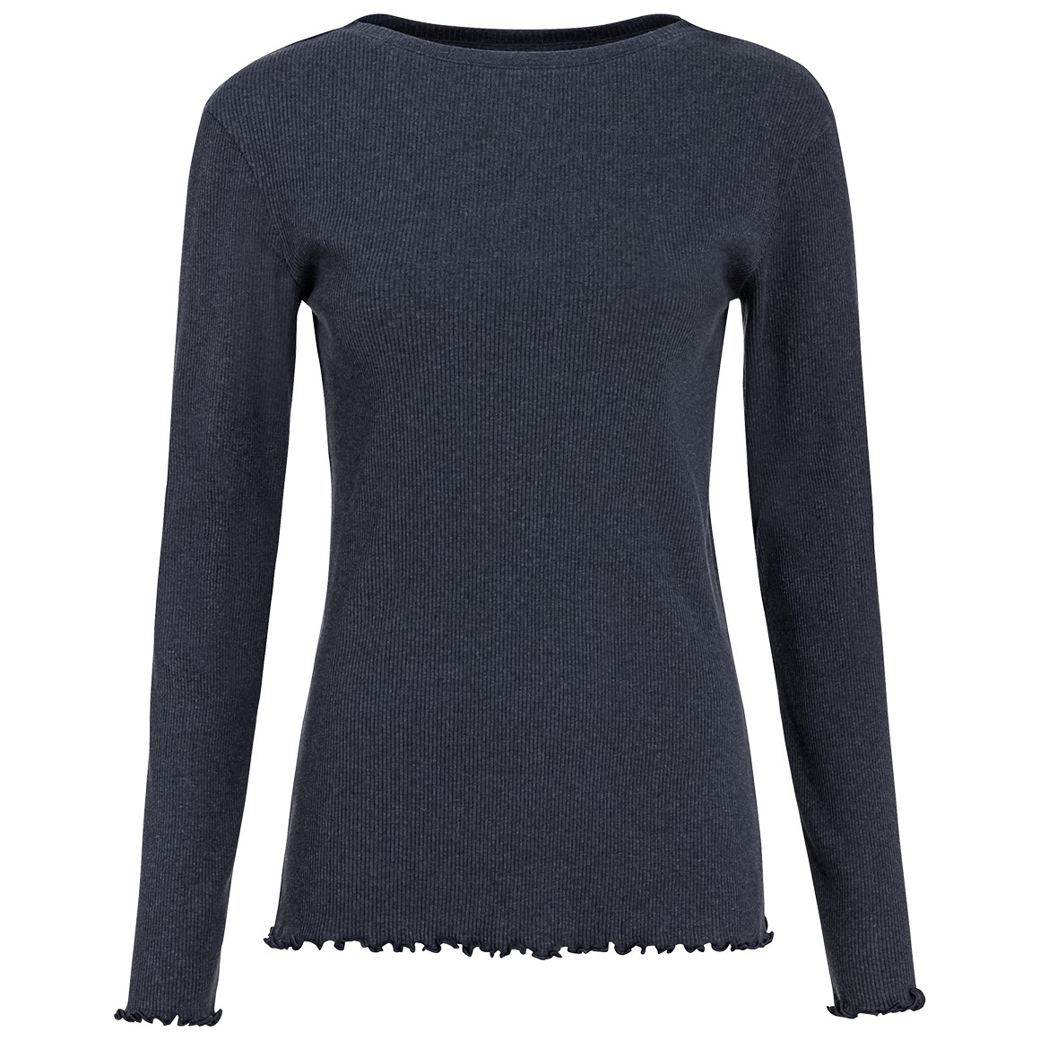 Gina Damen Langarmshirt in gerippter Struktur dunkelblau