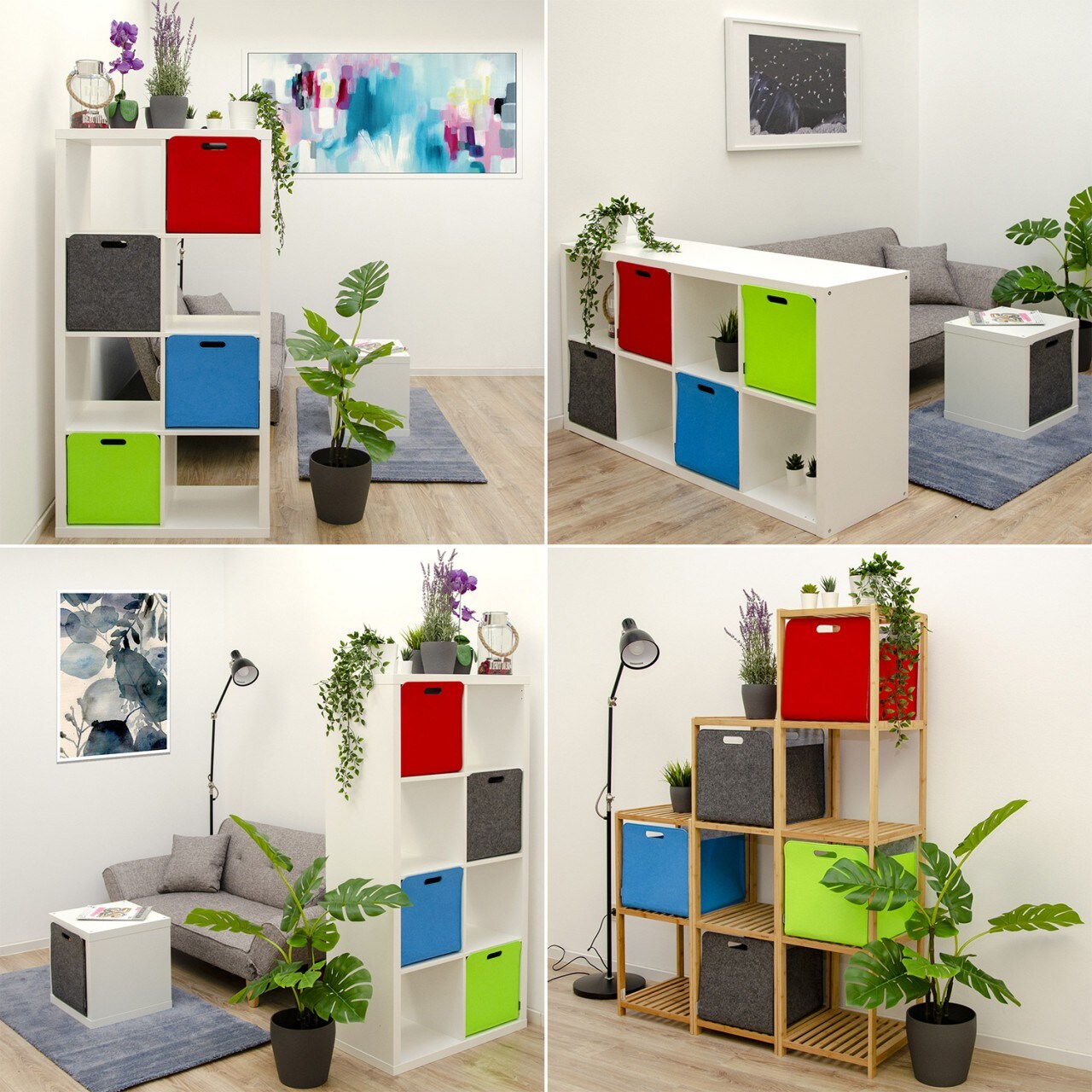 Aufbewahrungsbox 2er Set Cube Filz Grau 33x38x33cm