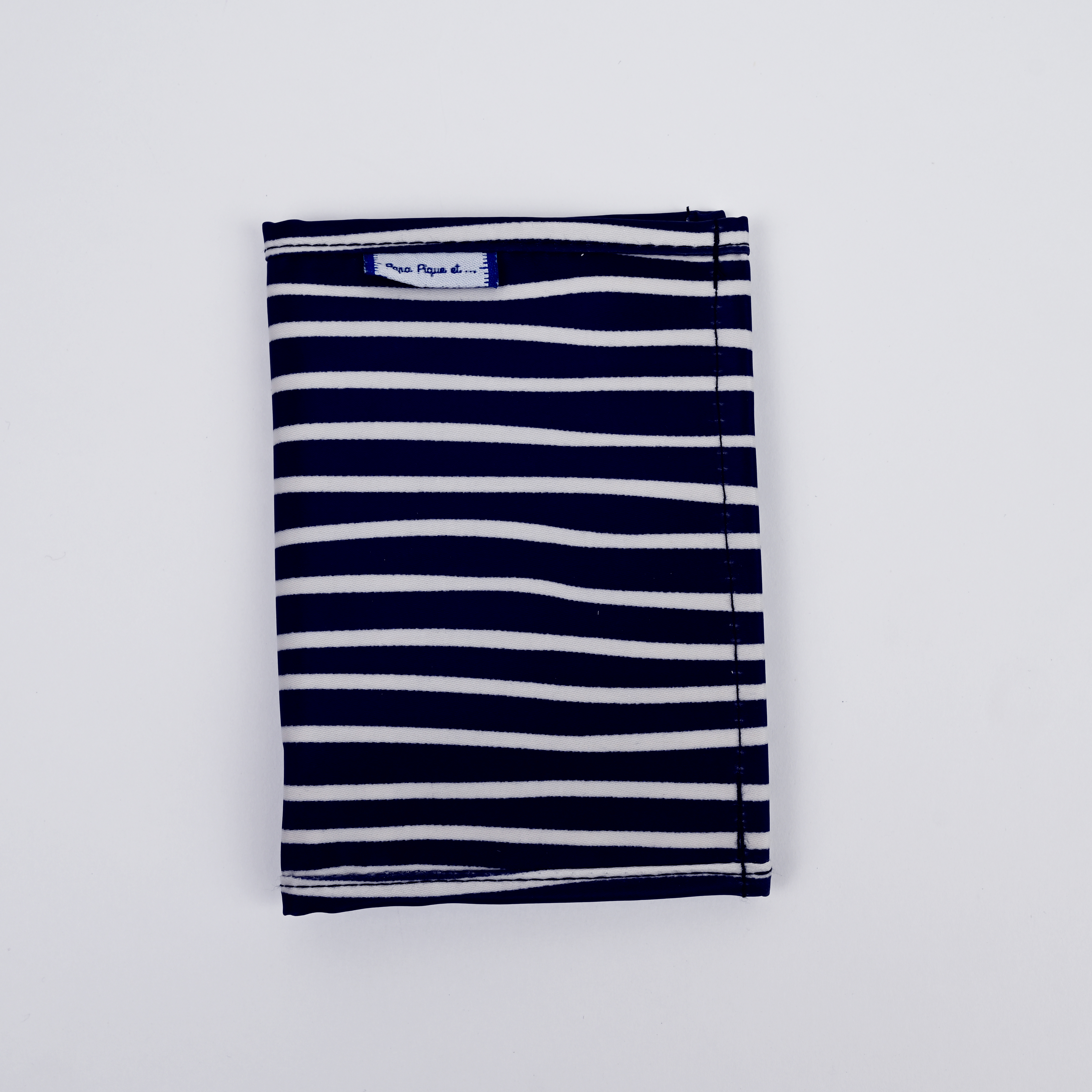 Portefeuille Compact Rayé Ivoire Marine