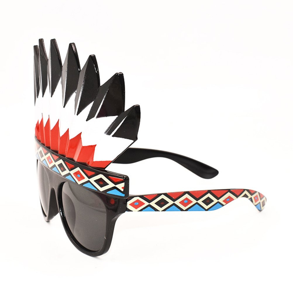 Photo Booth Party Brille Fotorequisite Sonnenbrille Verkleidungs Accessoire für lustige Bilder - Indianer Feder
