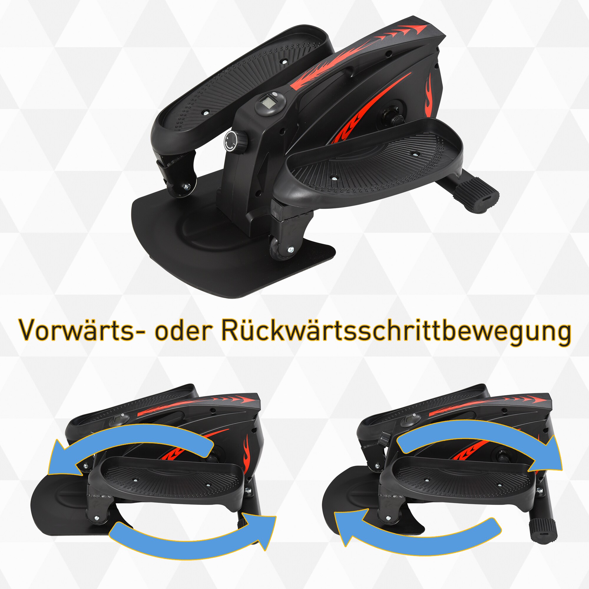 HOMCOM Mini Stepper mit LCD-Monitor schwarz 60 x 40 x 29 cm (LxBxH)