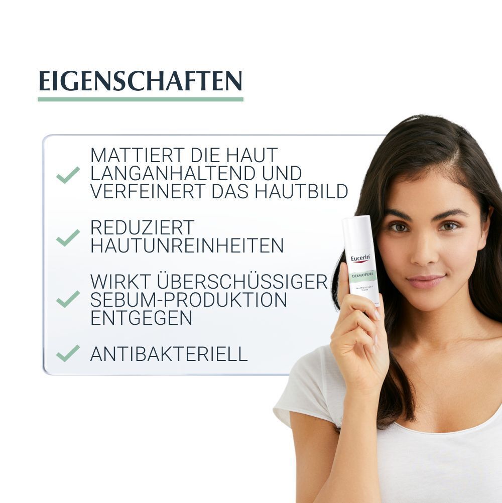 Eucerin® DermoPure Mattierendes Fluid – für unreine, zu Akne neigende Haut & mattiert mit 8-Stunden Anti-Glanz-Effekt