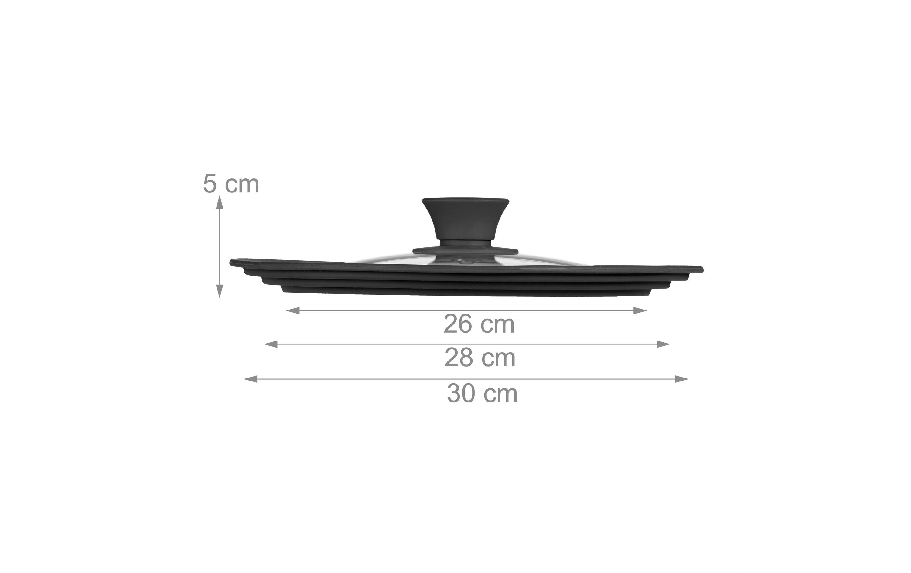 Topfdeckel mit Silikon 26-30 cm, SchwarzPraktischer Glasdeckel für Ihr Kochgeschirr