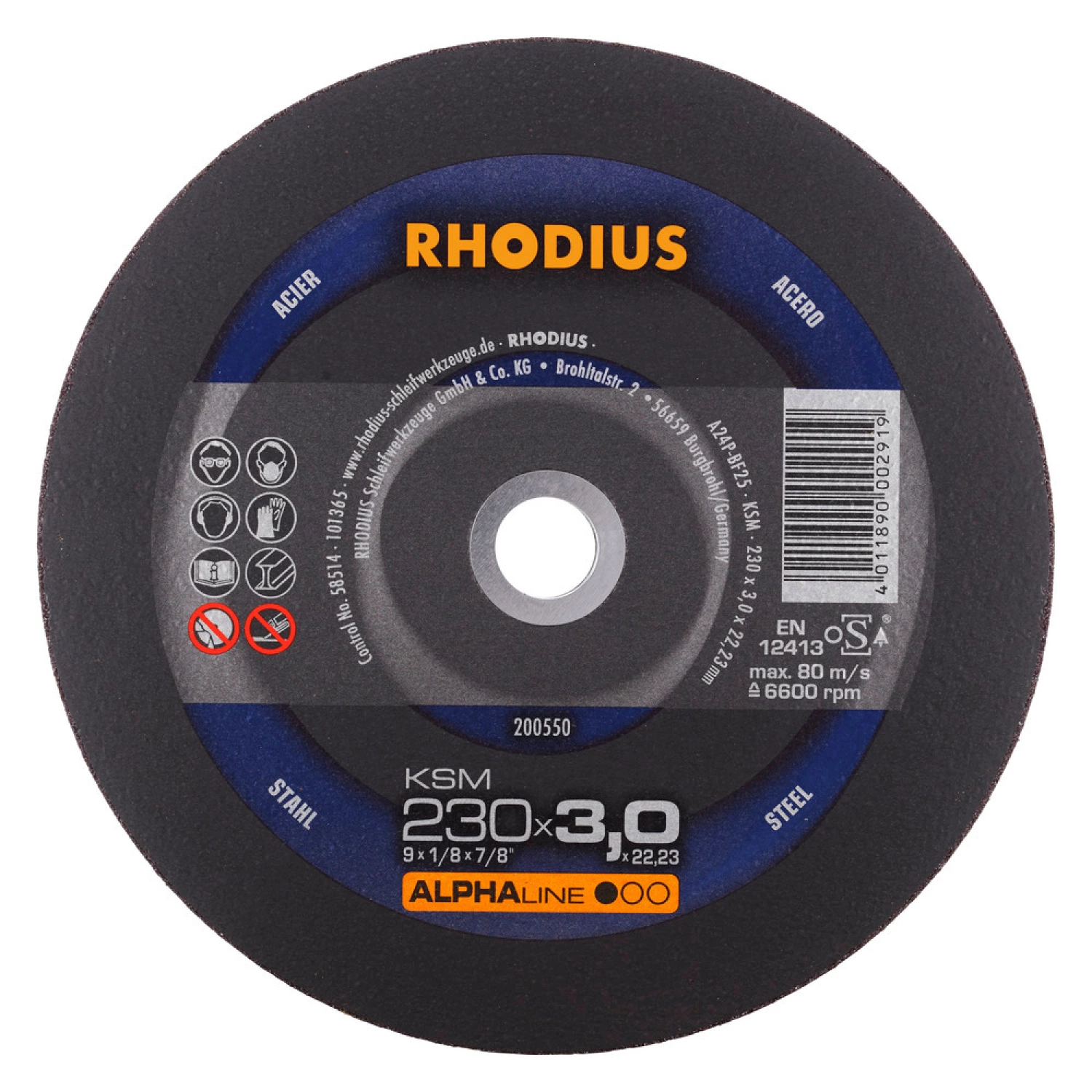 Rhodius 200550 KSM ALPHALINE l Doorslijpschijf conventioneel 230 x 22,23 x 3mm (25 st)