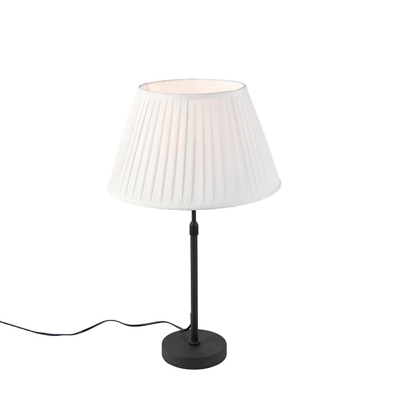 Tafellamp zwart met plisse kap crème 35 cm verstelbaar - Parte