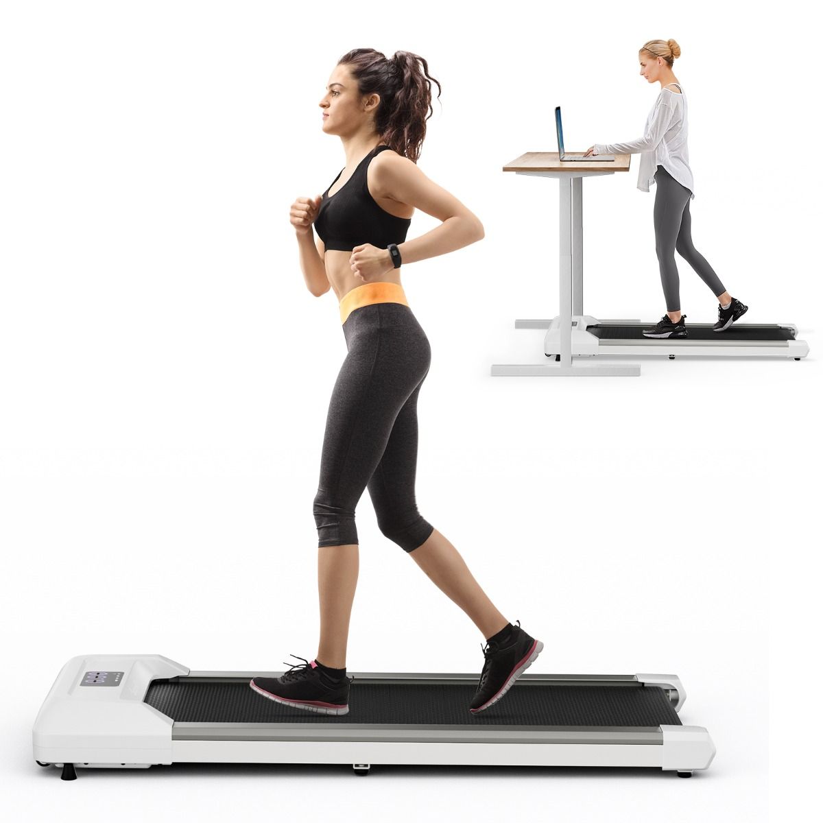Tapis de Course Mince Tapis de Jogging avec Capacité de 120 Kg Télécommande et Écran Led Inclinable à Roulettes Tapis de Course à Glisser Gris/Noir/Rose - Lidl-Manfred
