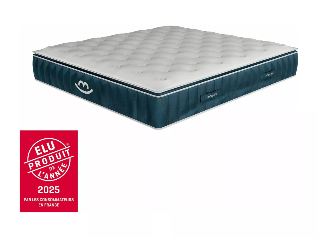 Matelas Hybride 200x200x30cm élu Produit de l'année 2025 ® VICTORIA Luxe - Mousse à mémoire forme et Ressorts Ensachés - Soutien ferme - Morphea