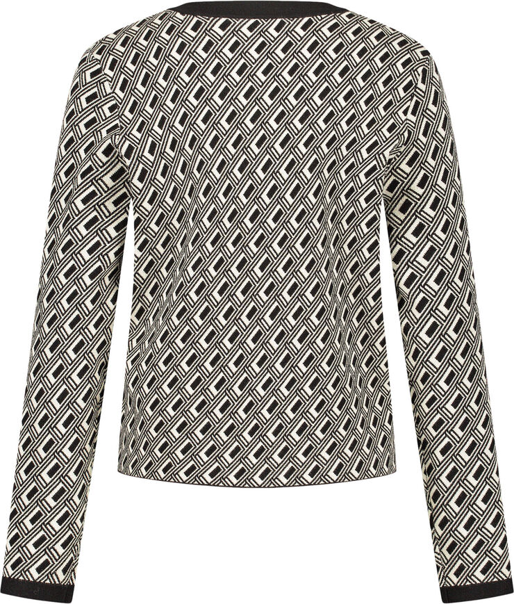 Gerry Weber JACKET KNIT Cream / black graphic jacquard