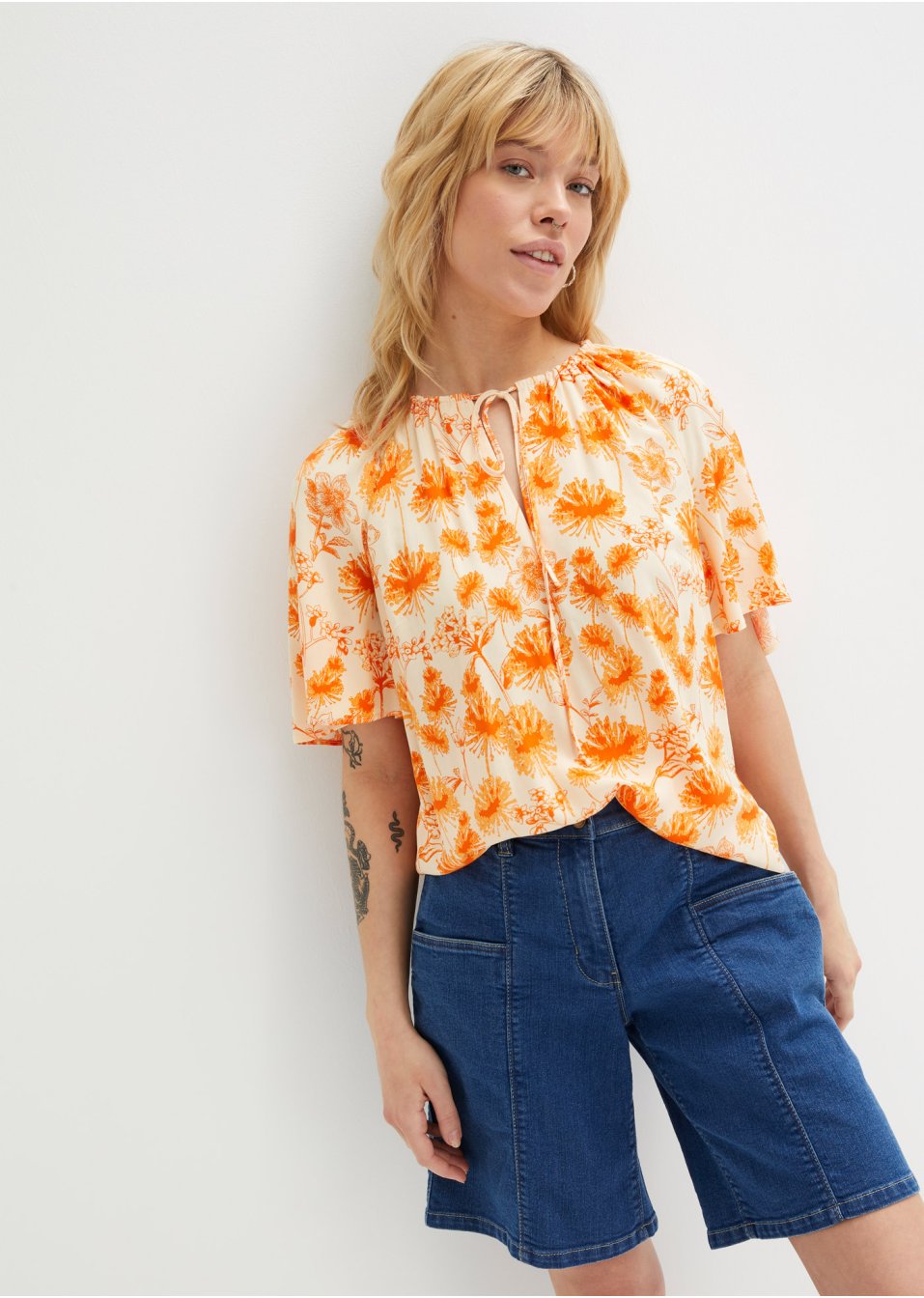 Tunique en viscose avec manches papillon