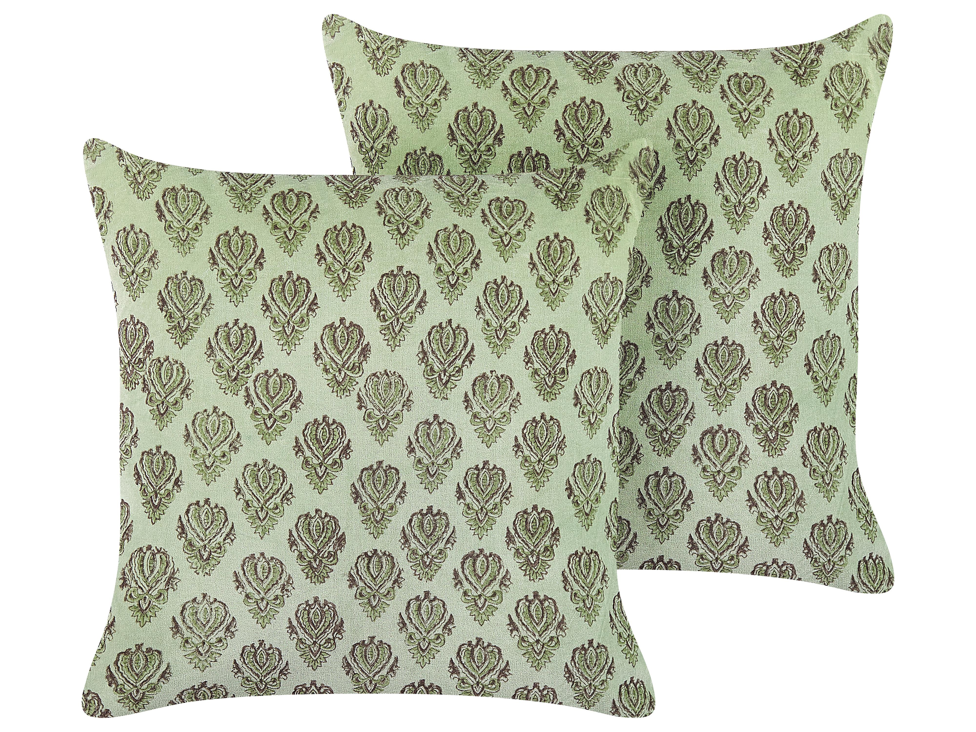 Set van 2 sierkussens RUNGIA Fluweel 45 x 45 cm Groen bloempatroon