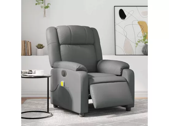 Fauteuil massant inclinable électrique gris similicuir