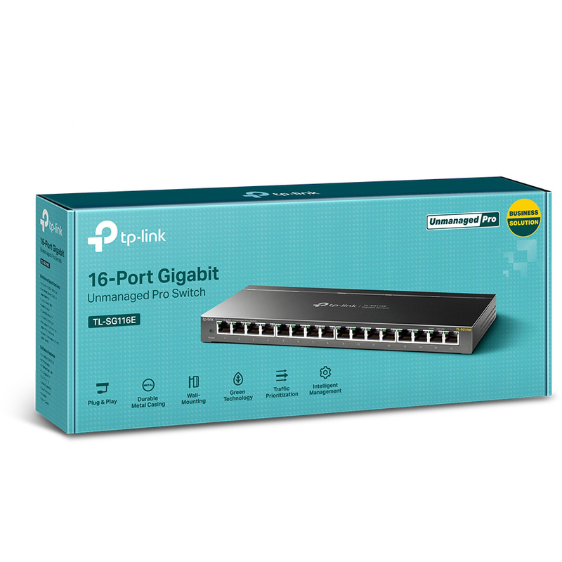 TP-Link TL-SG116E 16-Port Gigabit Unmanaged Pro Switch, schwarz