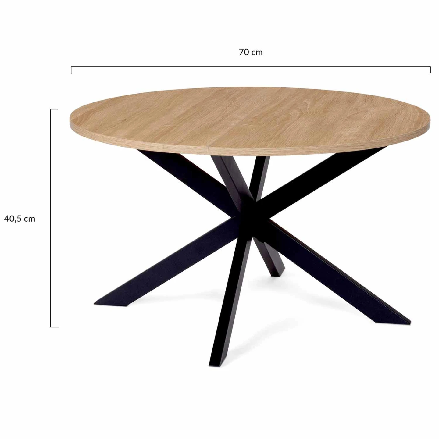 Table basse ronde ALIX pied araignée 70 cm bois et noir
