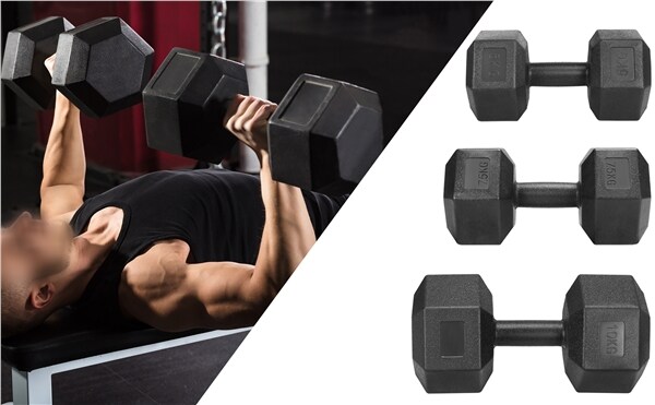 Yaheetech Kurzhanteln 2er Set Hexagon Hanteln gummiert 10 Kg Krafttraining Hanteltraining für Gymnastik und Fitness