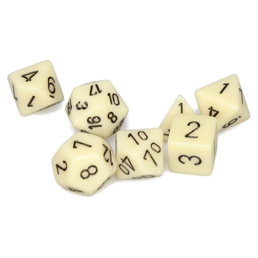 Set de 7 Dés - Opaque - Ivoire / Noir (Chessex 25400)
