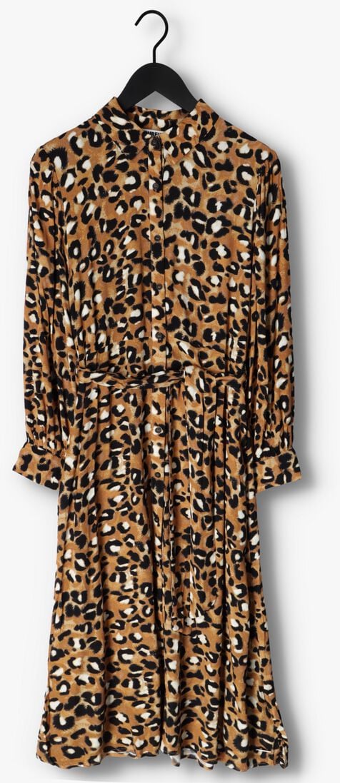 COLOURFUL REBEL bruine colourful rebel maxi jurk kera leopard maxi shirt dress