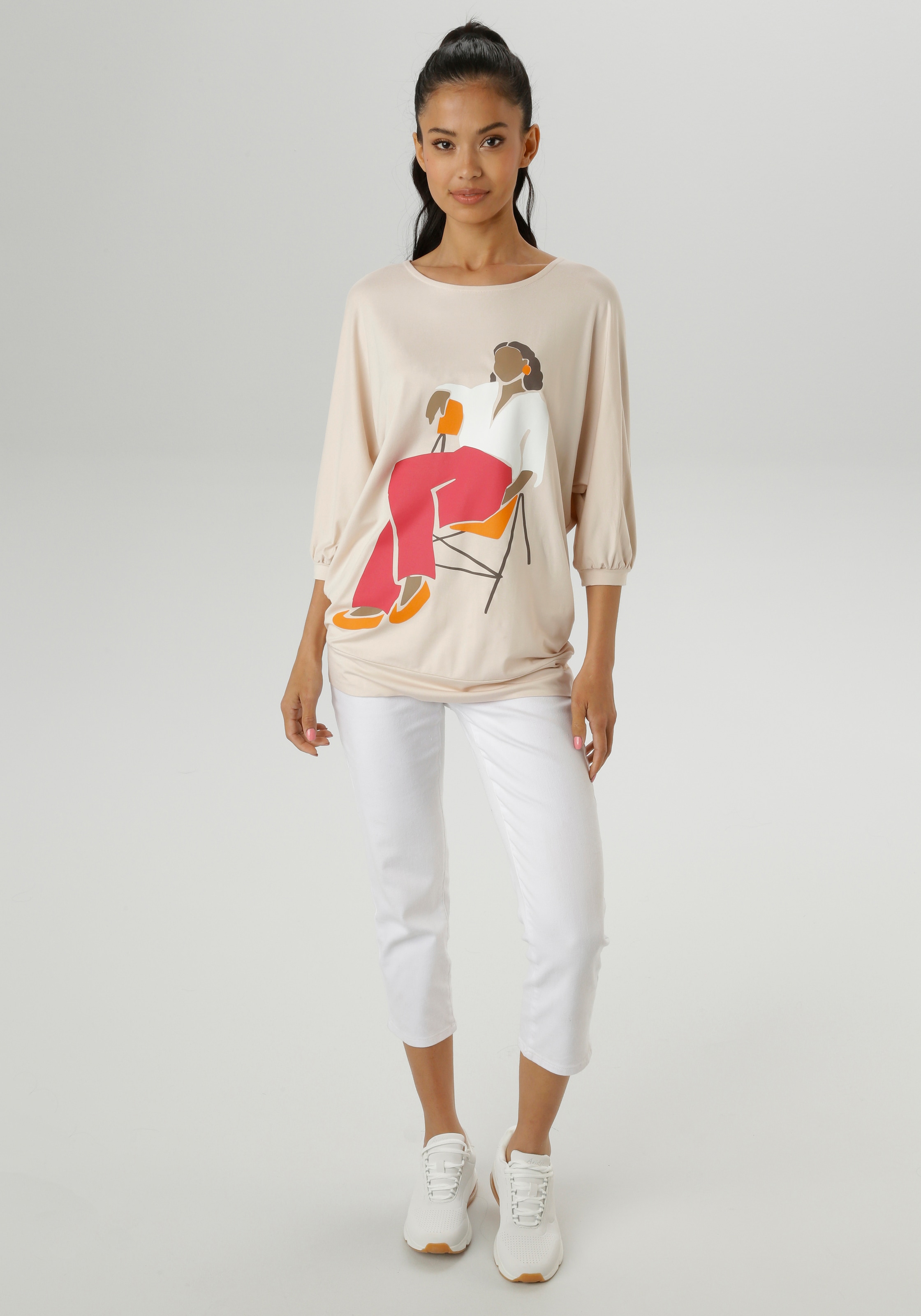 Aniston SELECTED Fledermausshirt , vorne mit grossflächigem, femininem Frontdruck - NEUE KOLLEKTION