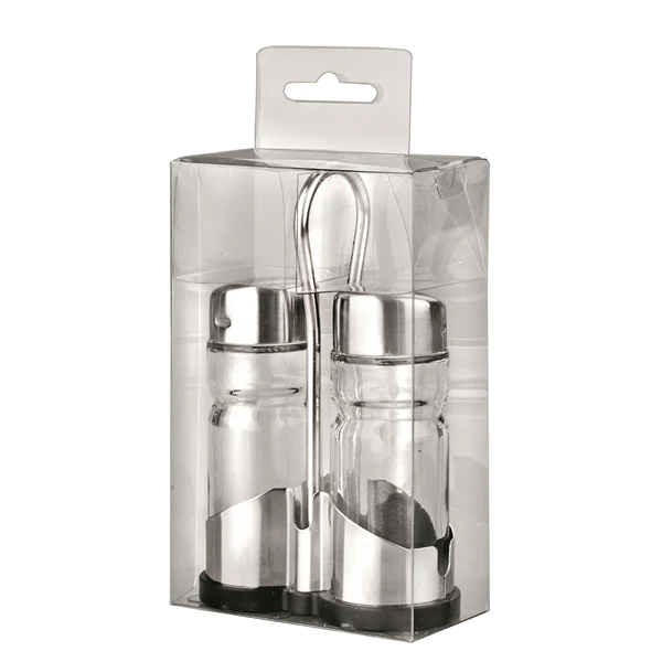 Salière et poivrière en verre et inox Ibili