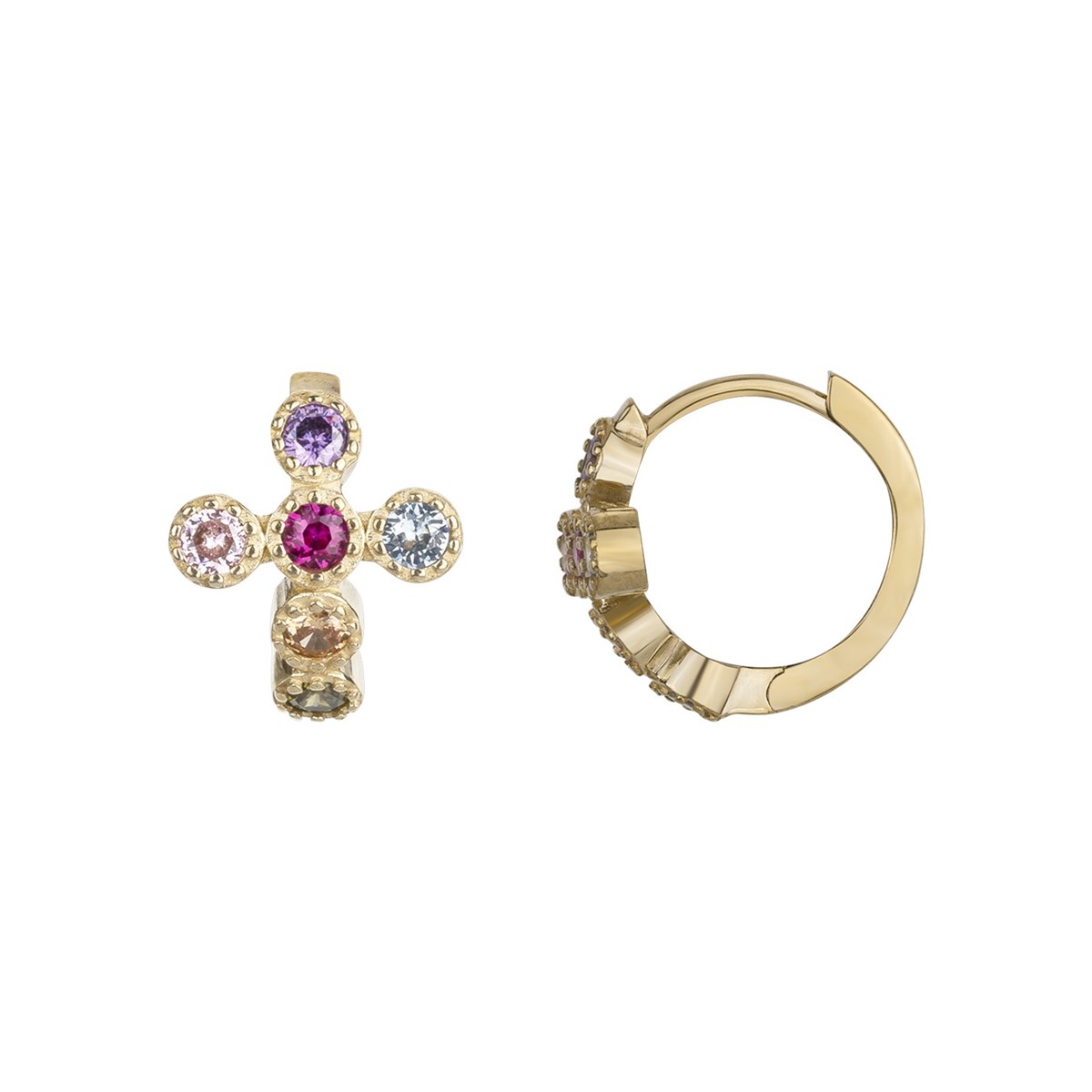 Boucles d'oreilles en Plaqué Or avec oxyde de zirconium blanc