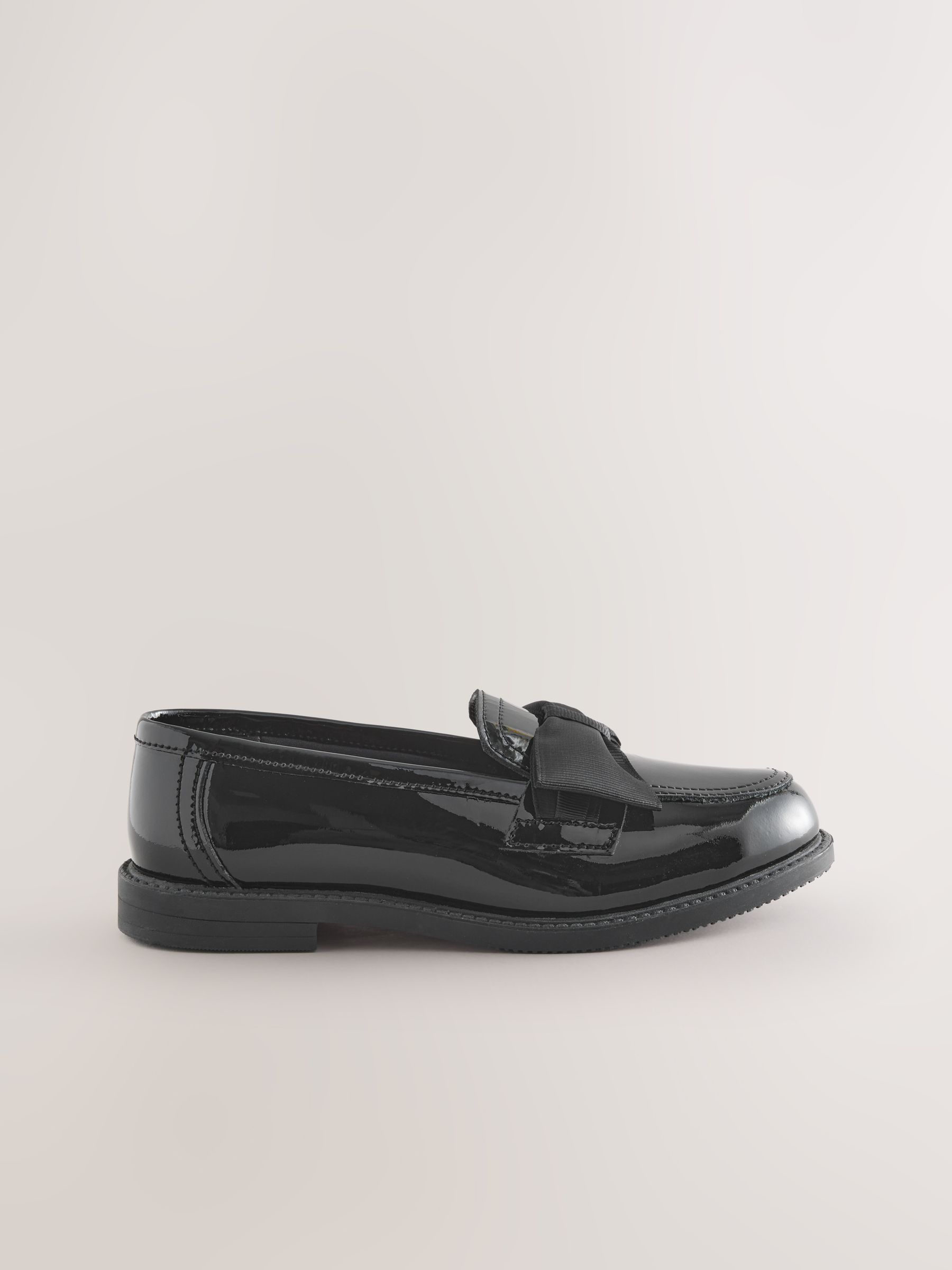 Zwart lak - Leren schoolschoenen met strik