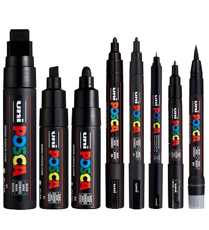 Posca Tuschen - 8 Spitzengrößen - Schwarz