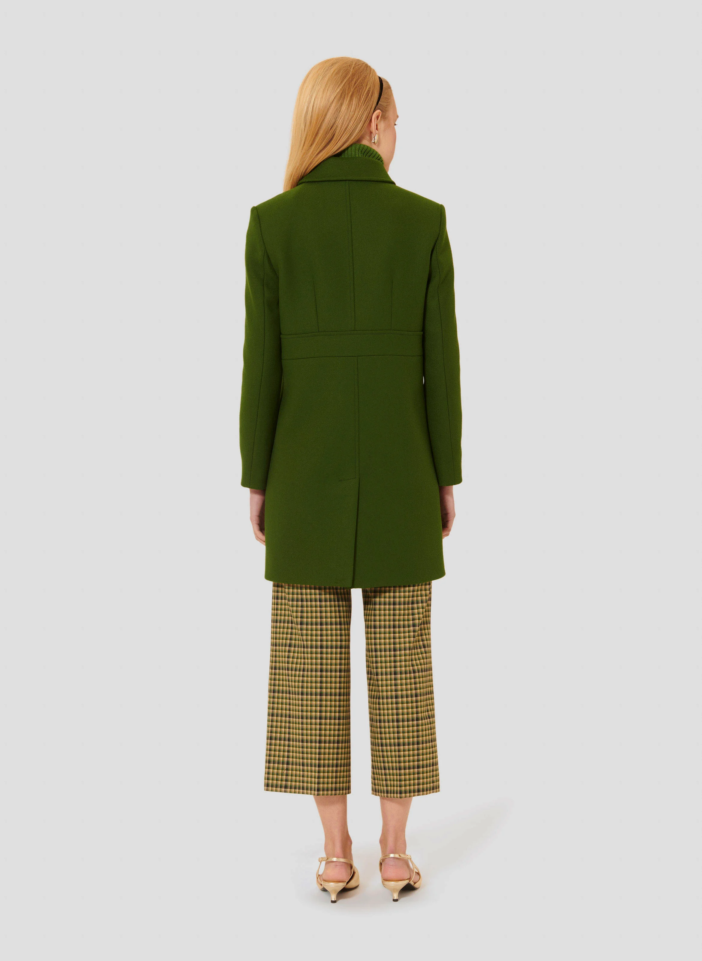 MADELINE - Manteau droit en laine mélangée | Vert