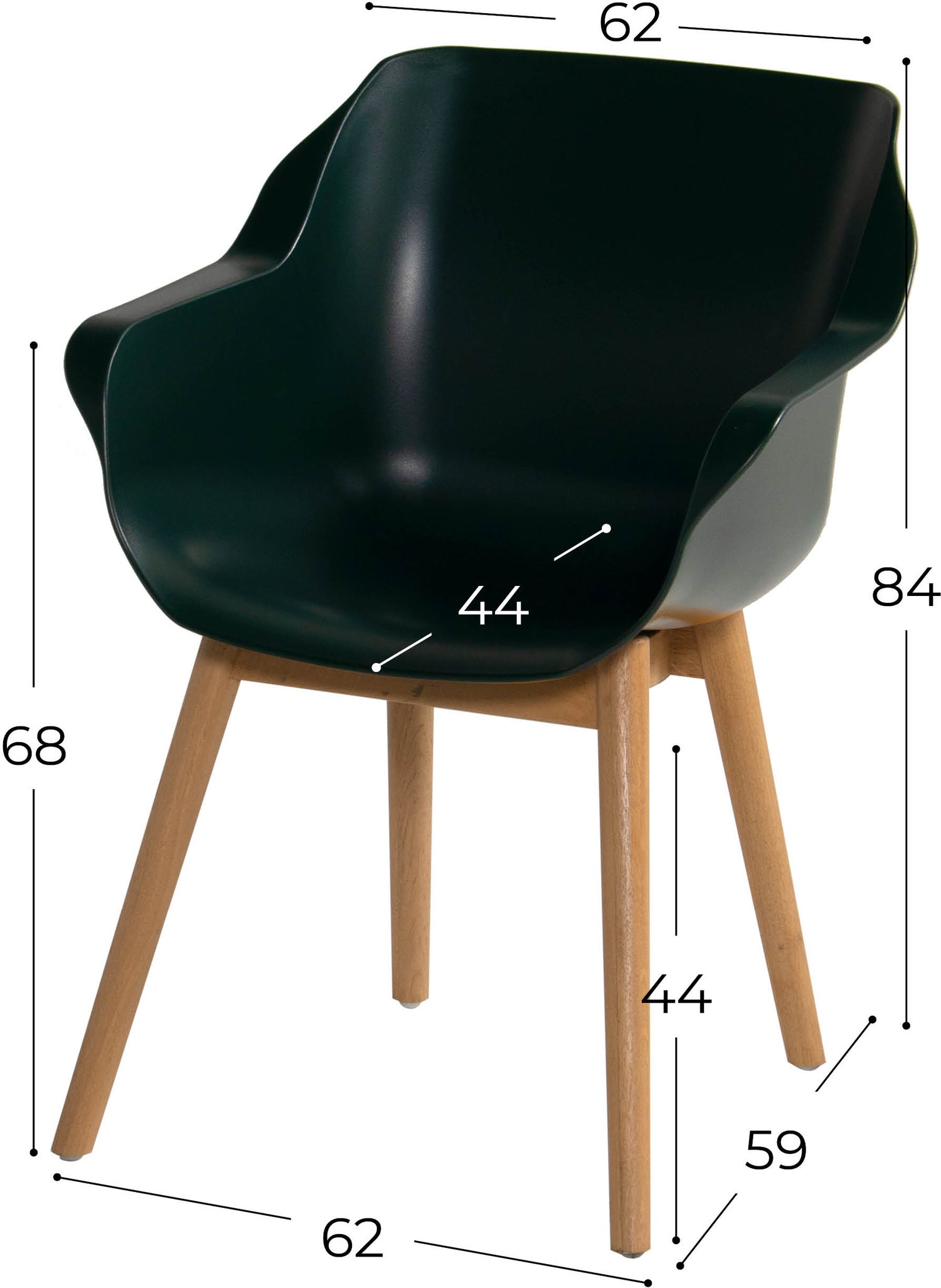Hartman kuipstoel Sophie Studio donkergroen / teak